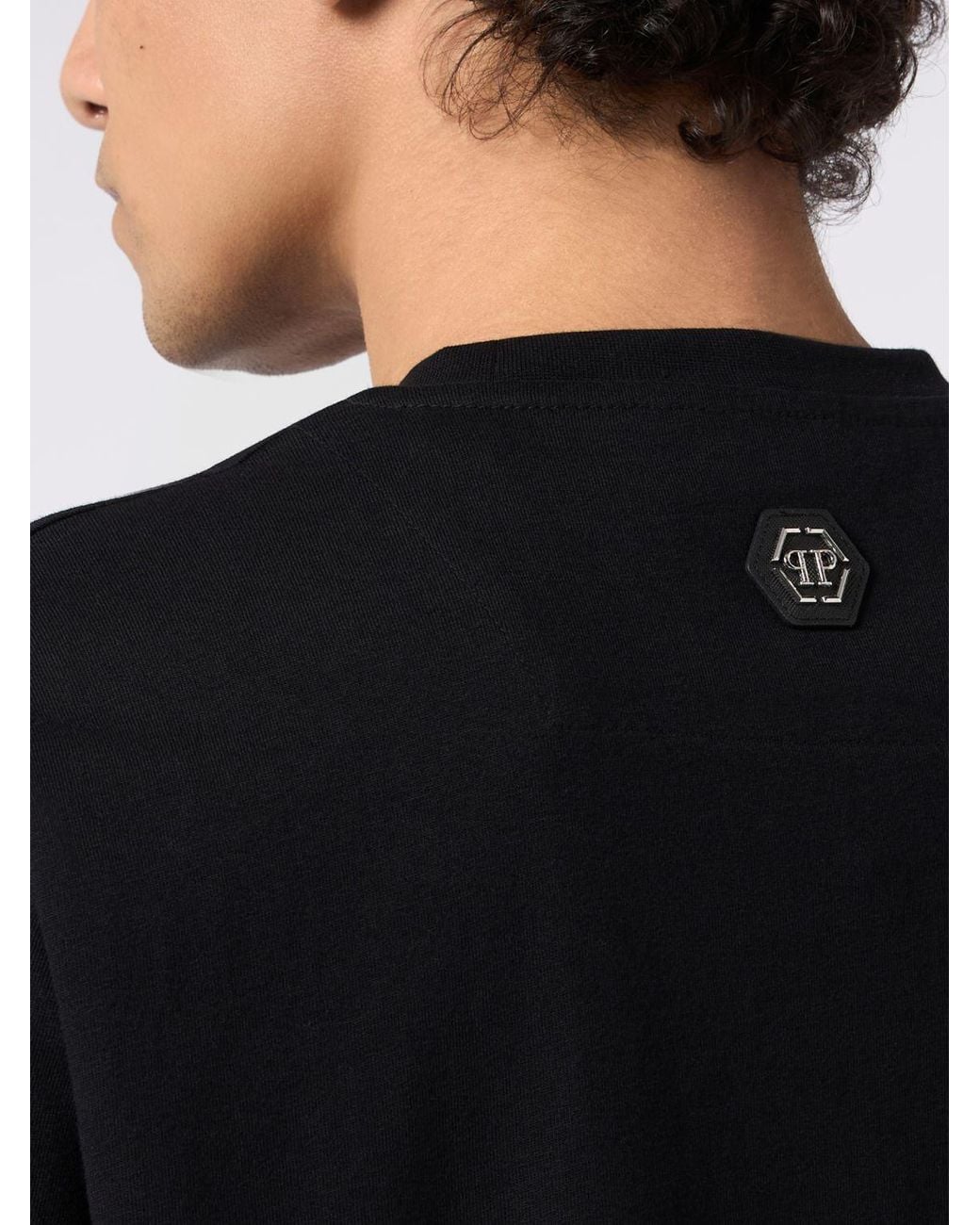 Philipp Plein Black Relaxed Fit Cotton T-Shirt With Skull Print And Rhinestones for men