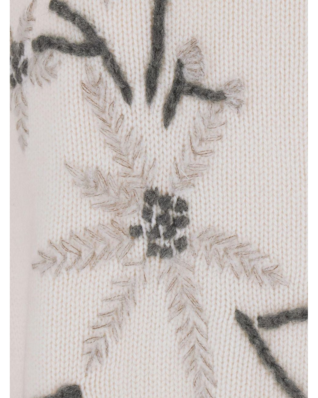 P.A.R.O.S.H. Natural P.A.R.O.S.H. Floral Jacquard Cashmere Turtleneck Sweater