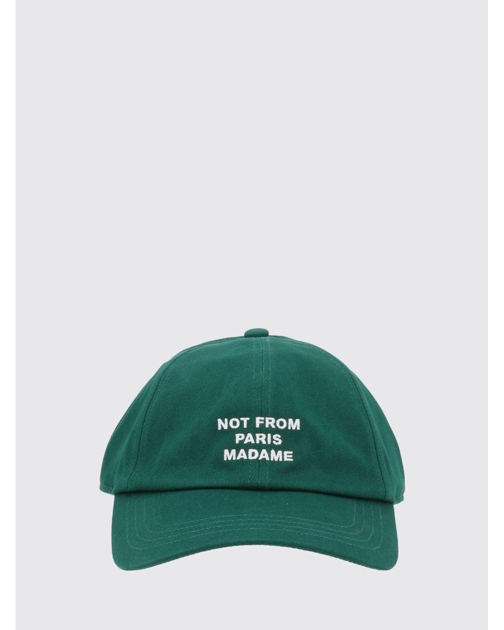 Drole de Monsieur Green Cotton Twill Baseball Cap With Embroidered Logo And Slogan for men