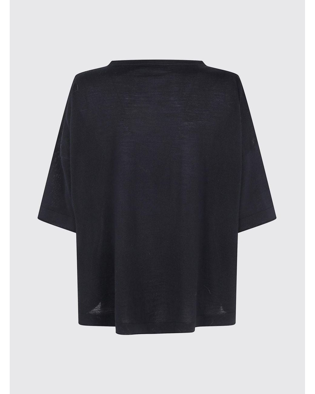 Mrz Black Short-Sleeved Virgin Wool Sweater With Boat Neck