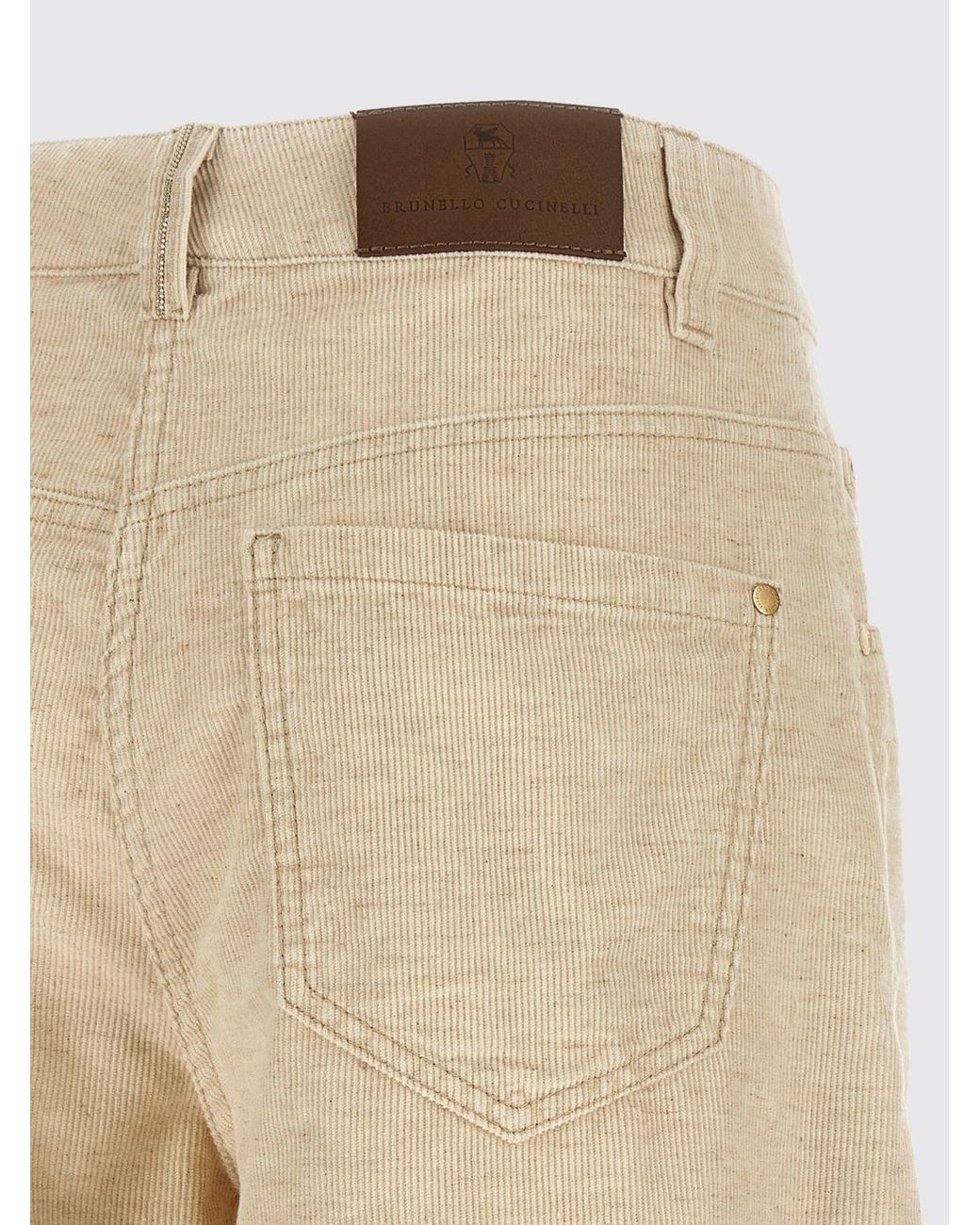Brunello Cucinelli Natural High-Waisted Wide Leg Corduroy Trousers