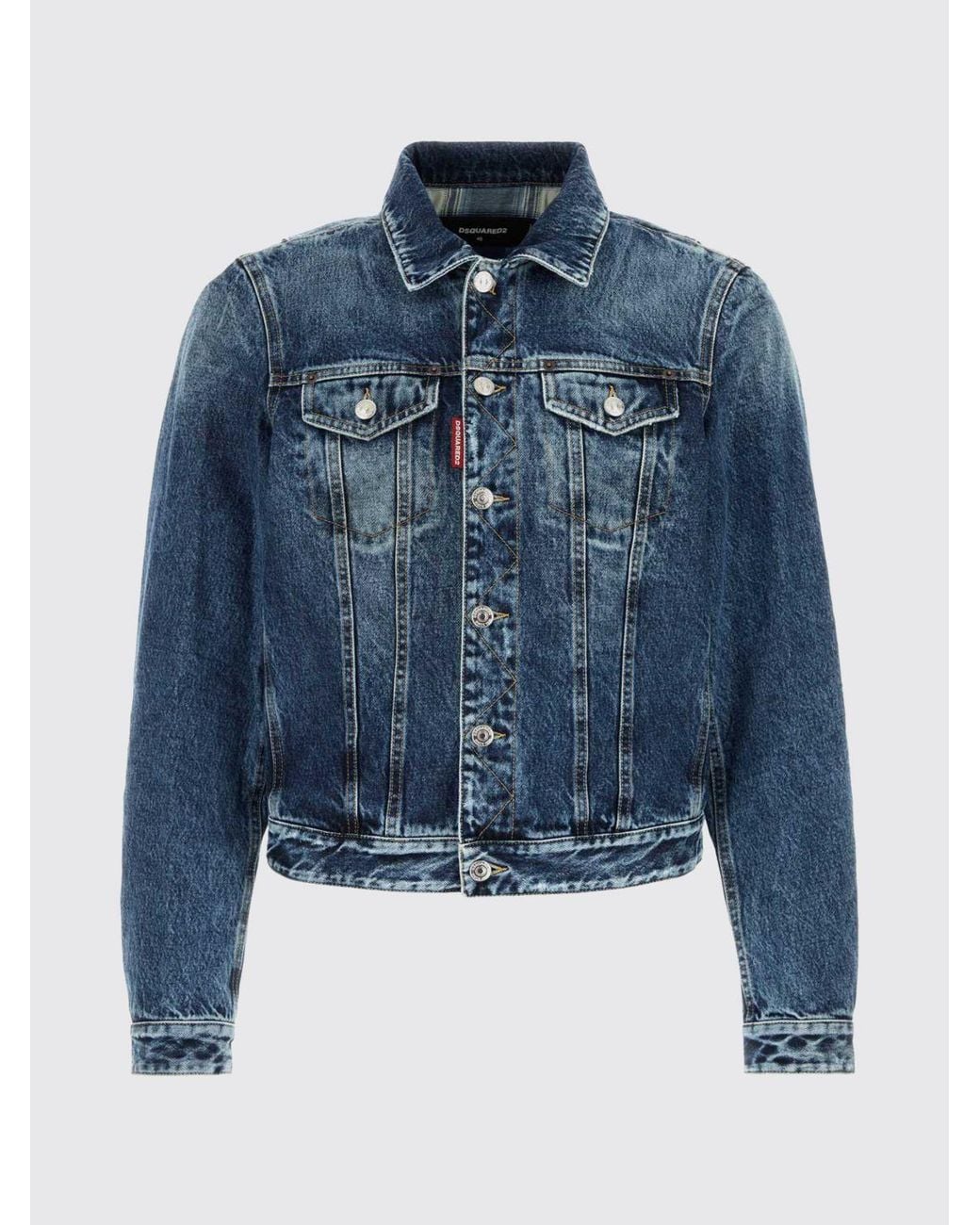 DSquared² Blue Cotton Denim Jacket With Classic Collar And Button Closure for men