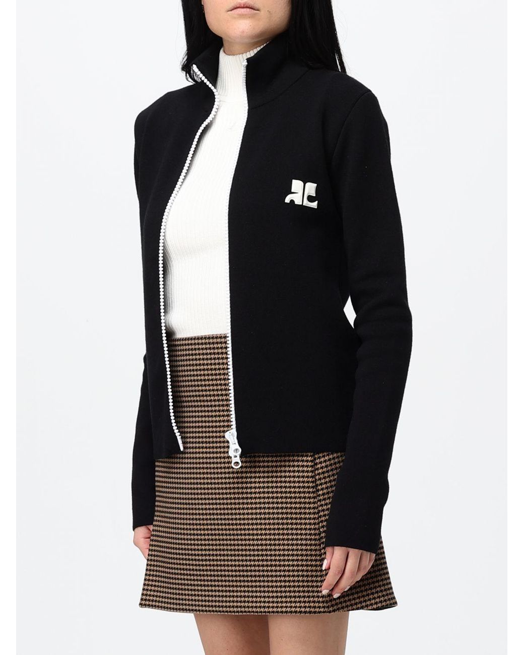 Courreges Black CourrÈ Ges Slim-Fit Wool Turtleneck Jumper With Zip And Contrasting Logo