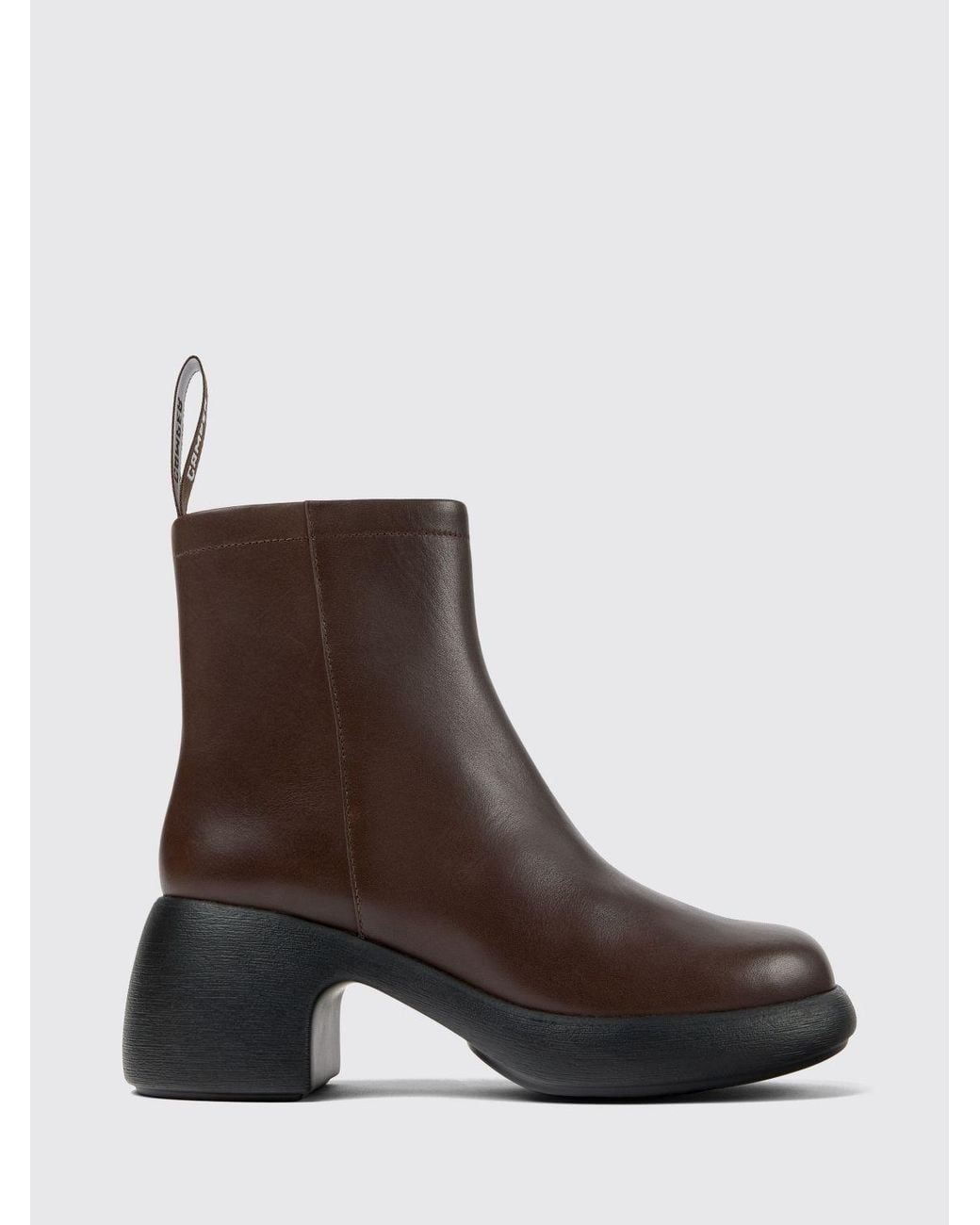 Camper Brown Thelma Ii Smooth Leather Ankle Boots With Medium Heel And Eva Sole