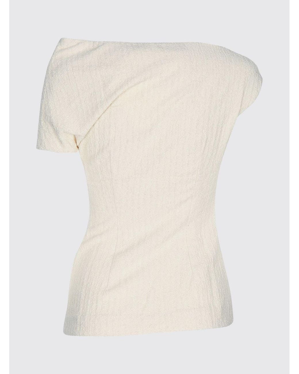 Totême White Asymmetrical Ribbed-Cotton One-Shoulder Top