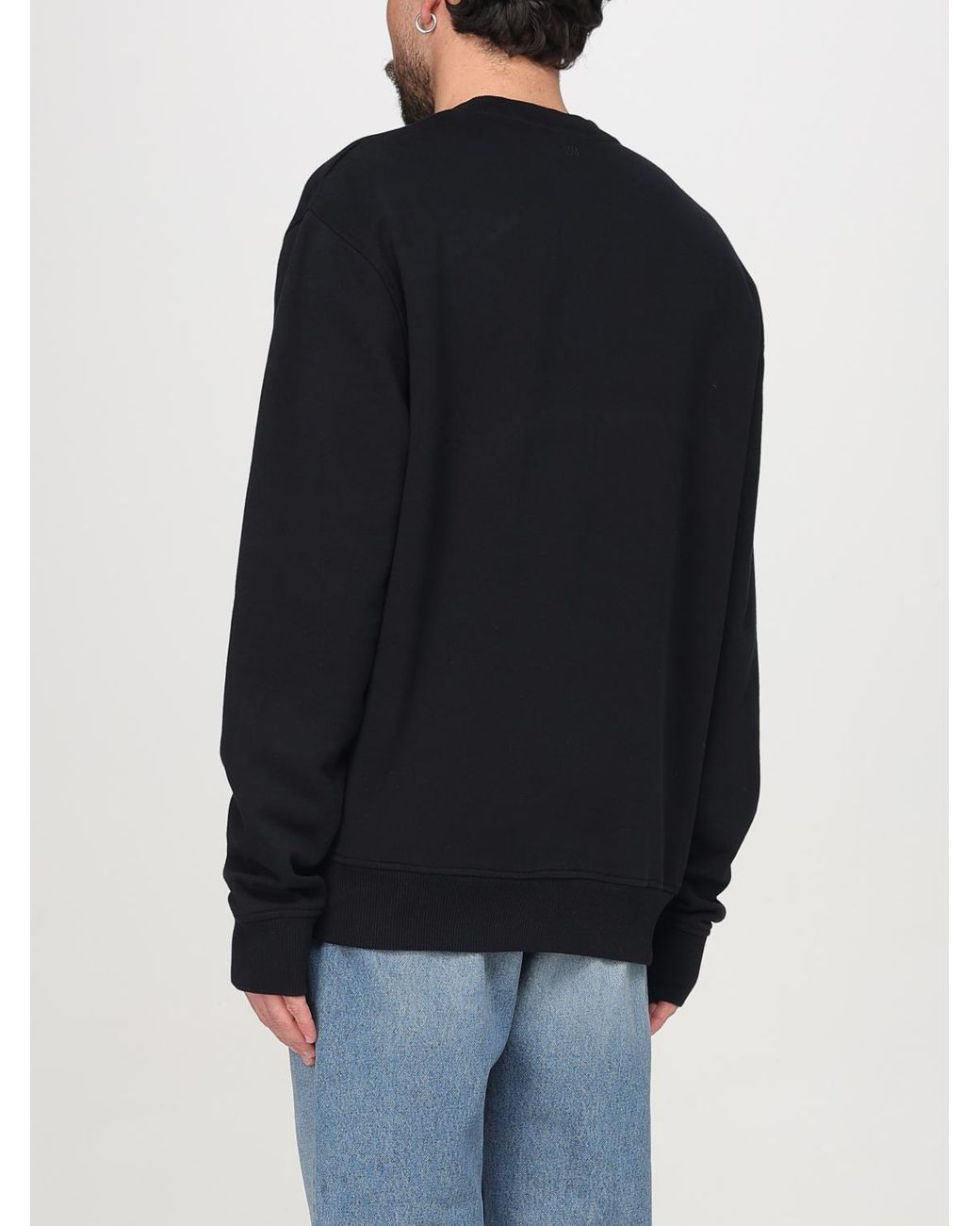 AMI Blue Crew-Neck Sweatshirt With Mini Logo for men