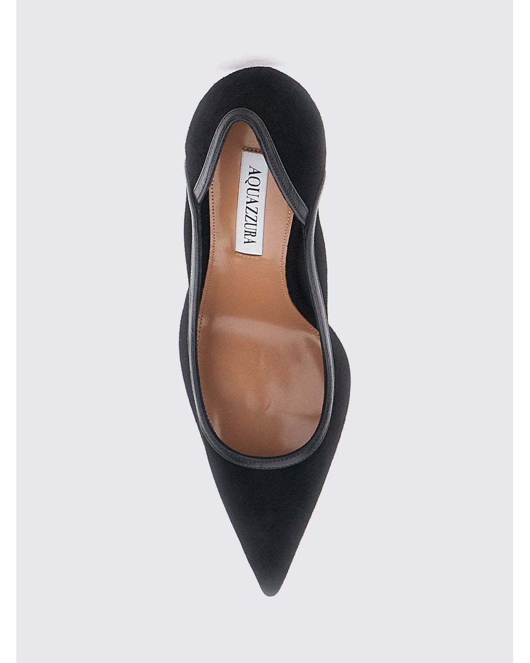 Aquazzura Black Plush Suede Pumps With High Stiletto Heel