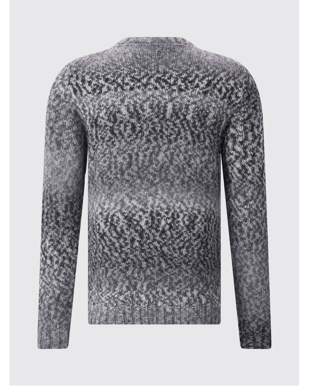 Dondup Blue Abstract Pattern Wool Blend Crewneck Jumper for men