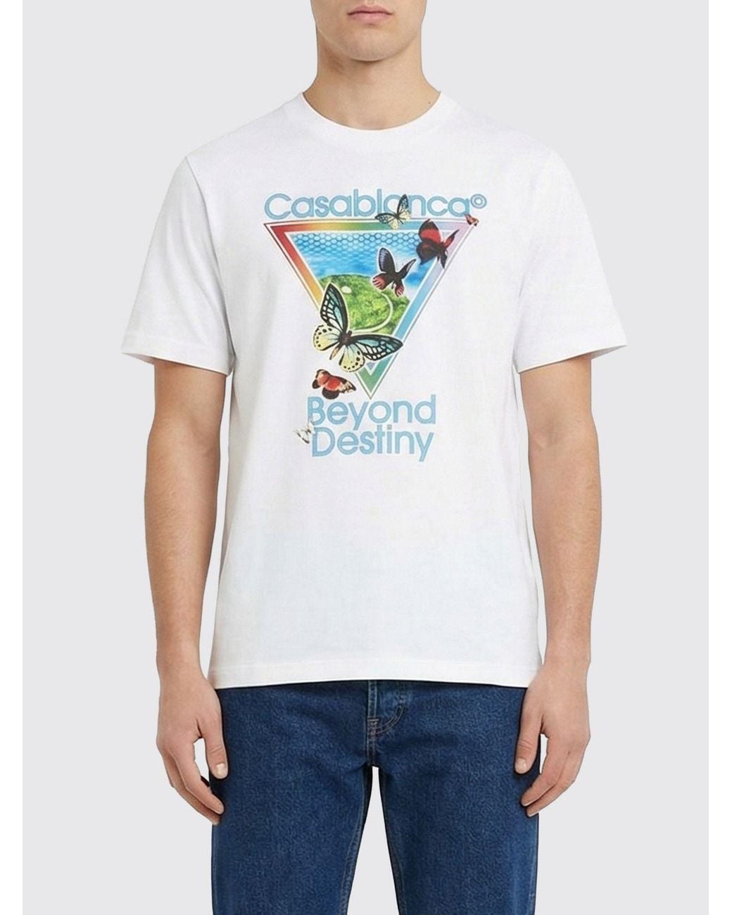 Casablanca White Printed Organic Cotton T-Shirt for men