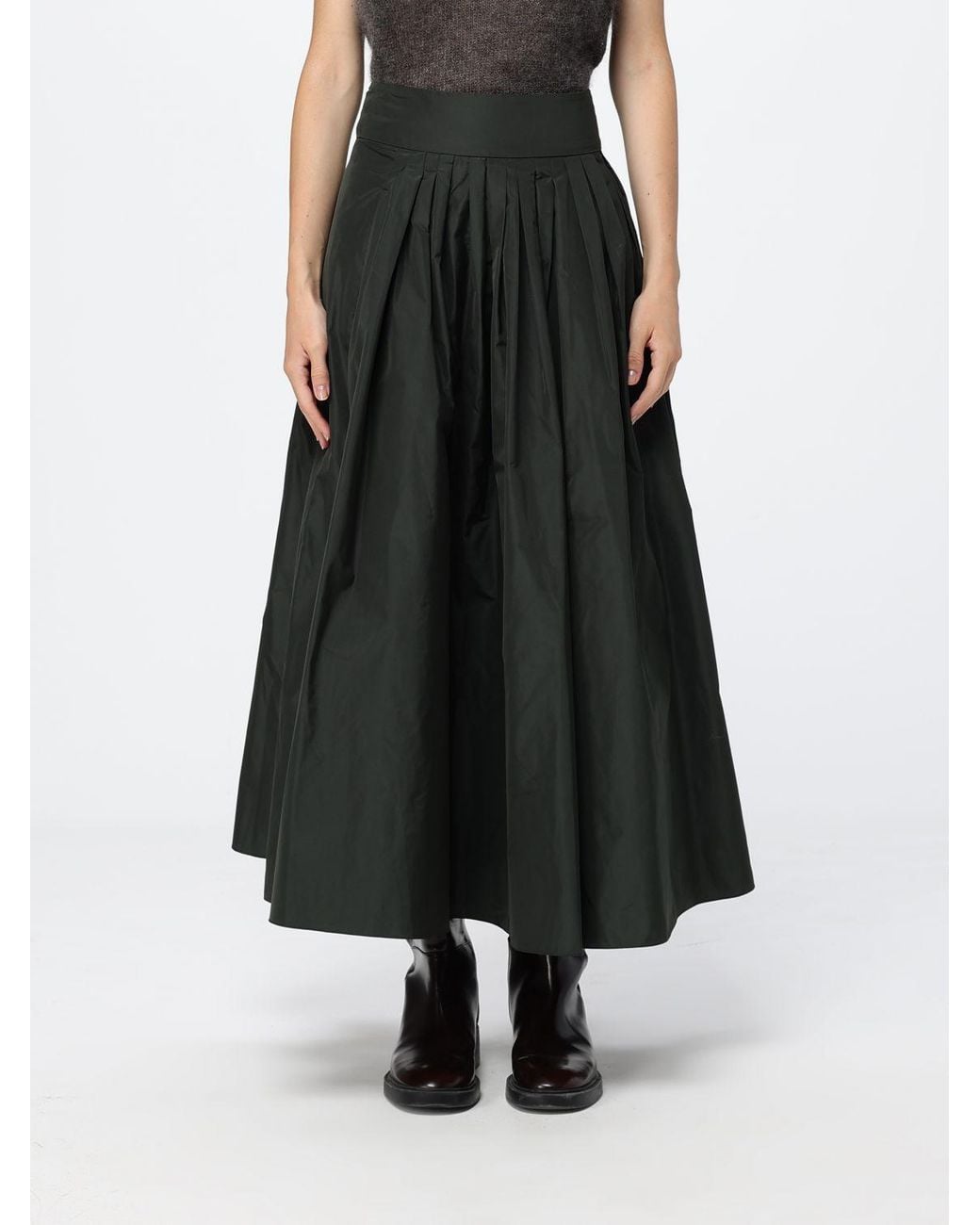 Max Mara Black High-Waisted A-Line Midi Skirt
