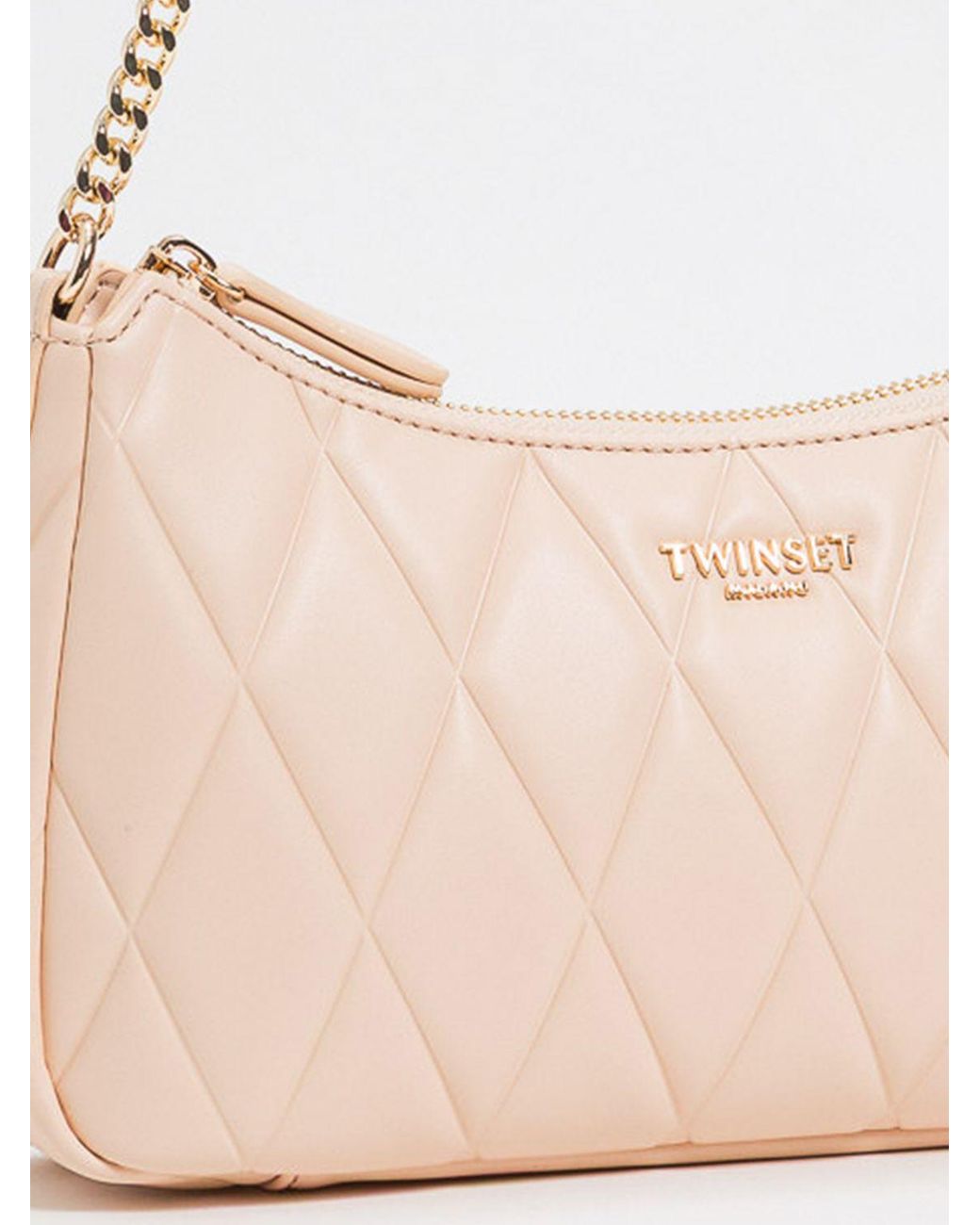 Twinset Pink Quilted Faux Leather Bag