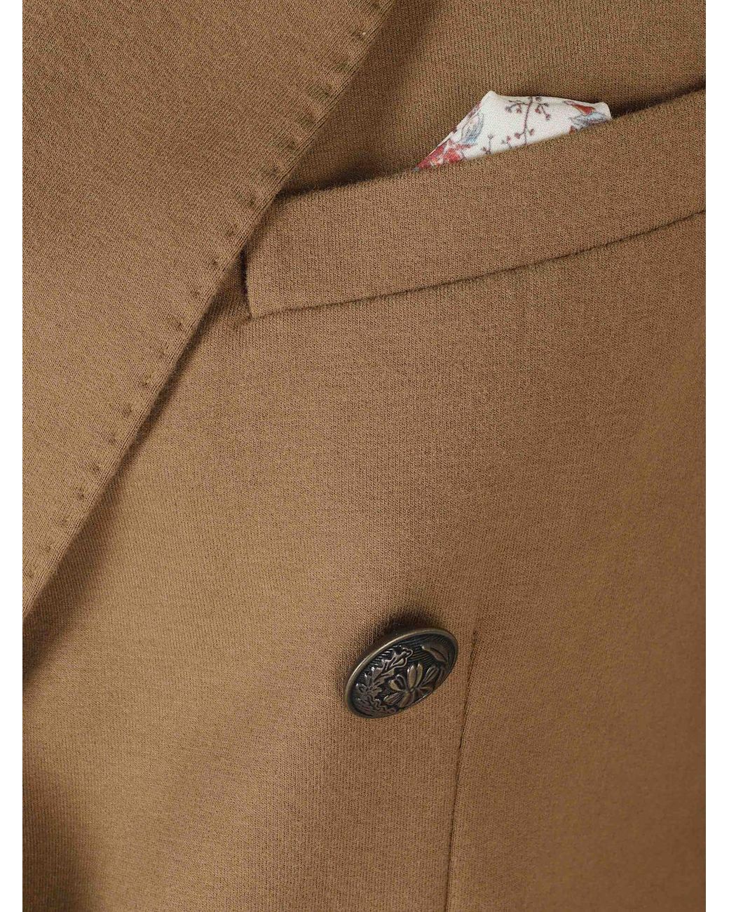 Circolo 1901 Natural Double-Breasted Cotton Blazer With Metallic Buttons