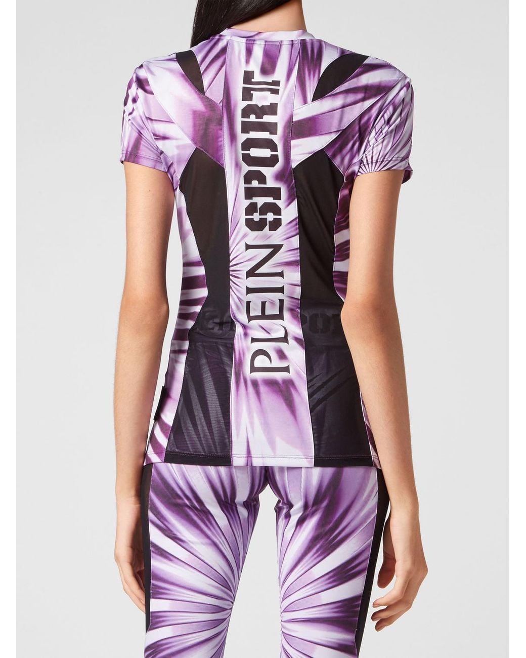 Philipp Plein Purple Slim Fit Jersey T-Shirt With Abstract Print And Back Logo