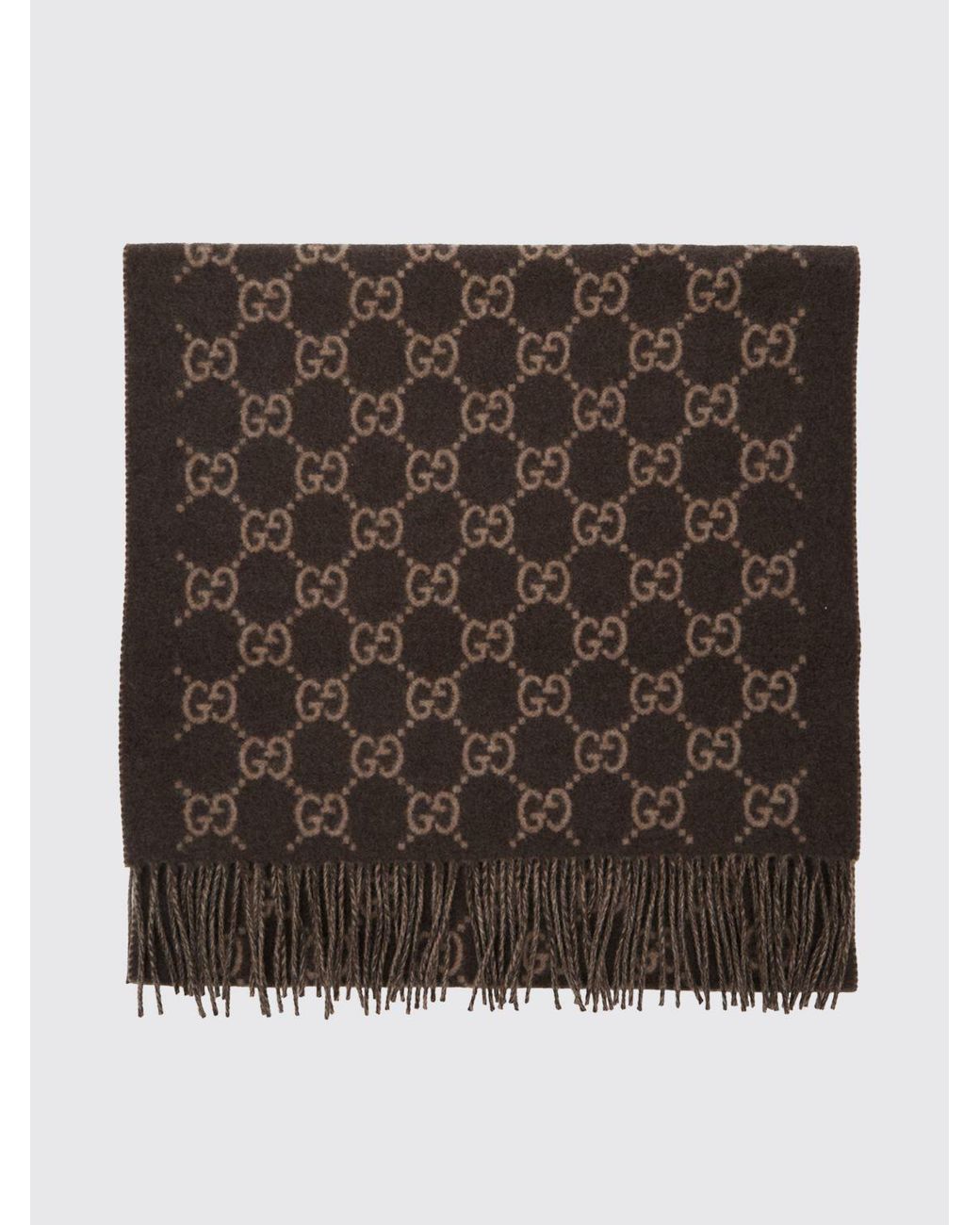 Gucci Black Gg Logo Pure Cashmere Scarf for men
