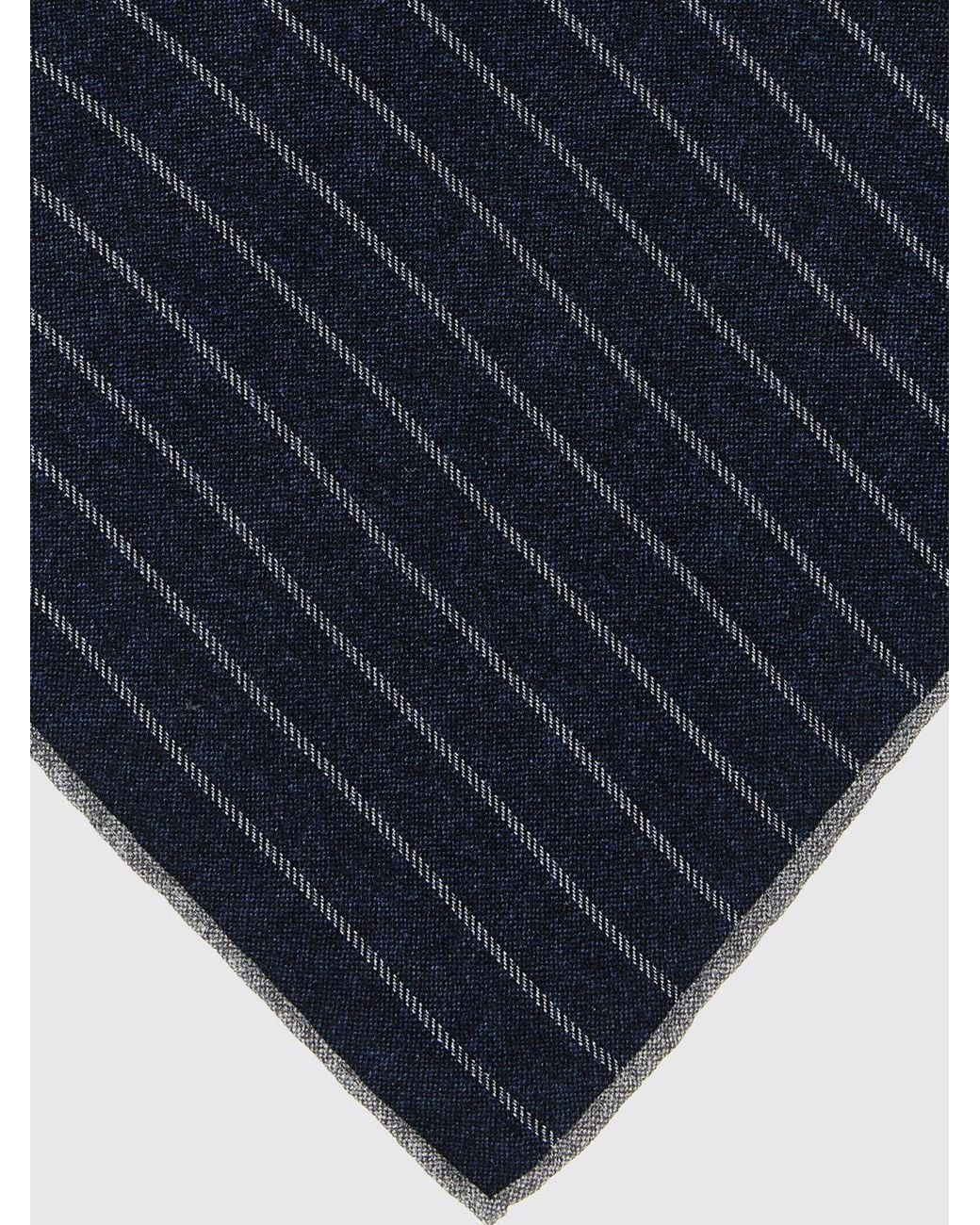 Pañuelo De Bolsillo De Rayas De Pura Seda Con Logo Brunello Cucinelli de hombre de color Blue