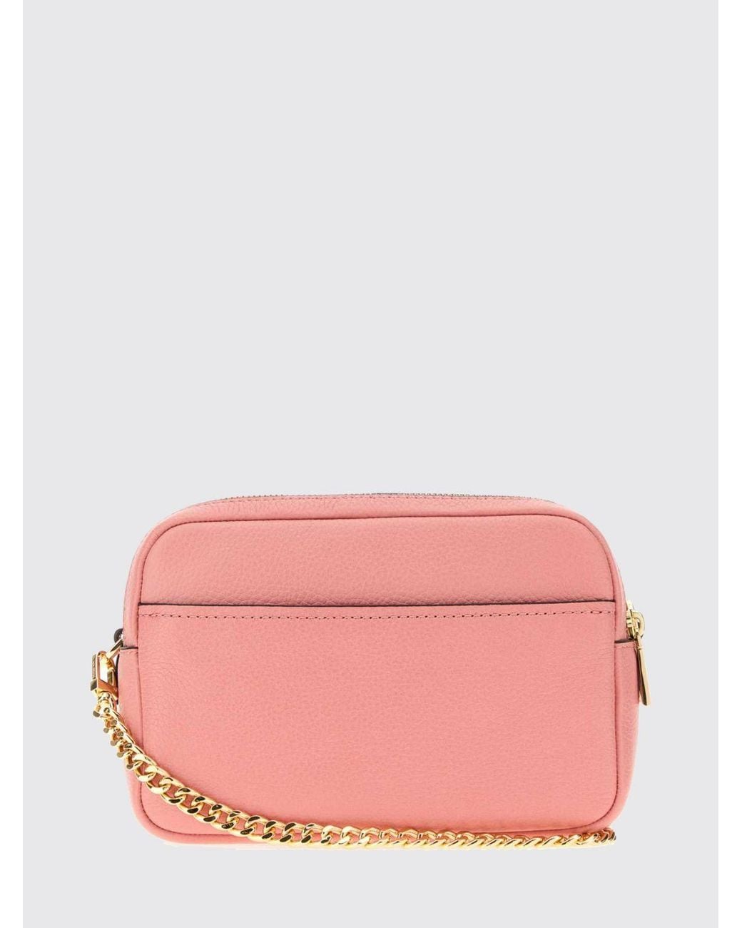 Michael Kors Pink Bryant Pebbled Leather Crossbody Bag With Chain Handle