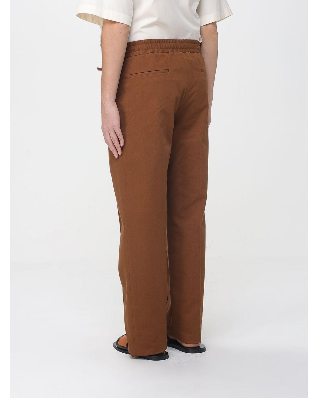 Valentino Brown Gabardine Drawstring Trousers for men