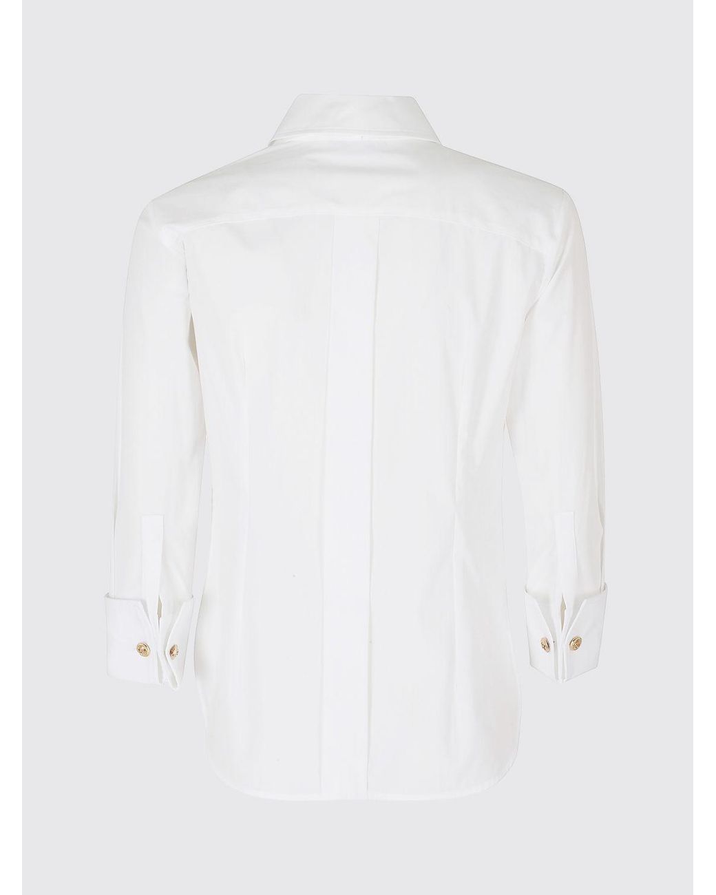 Elisabetta Franchi White Cotton Blouse With Pussy-Bow Collar And Concealed Buttons