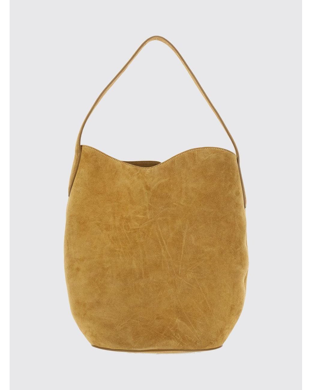 Liffner Natural Suede Leather Bucket Bag With Adjustable Drawstrings