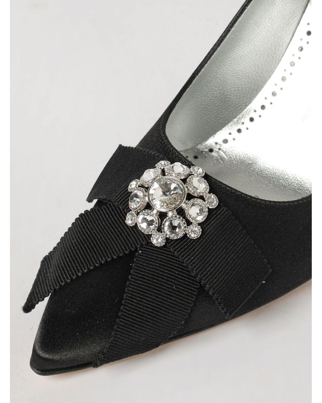Manolo Blahnik Black Apius Satin Pumps With Jewelled Buckle And High Heel