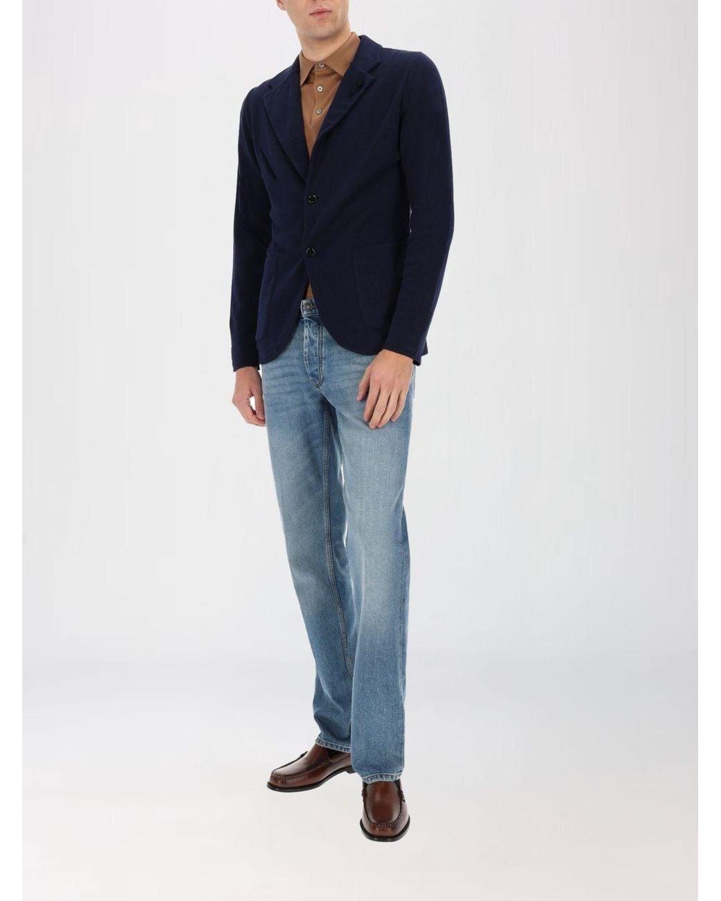 Lardini Blue Single-Breasted Cotton Blazer for men