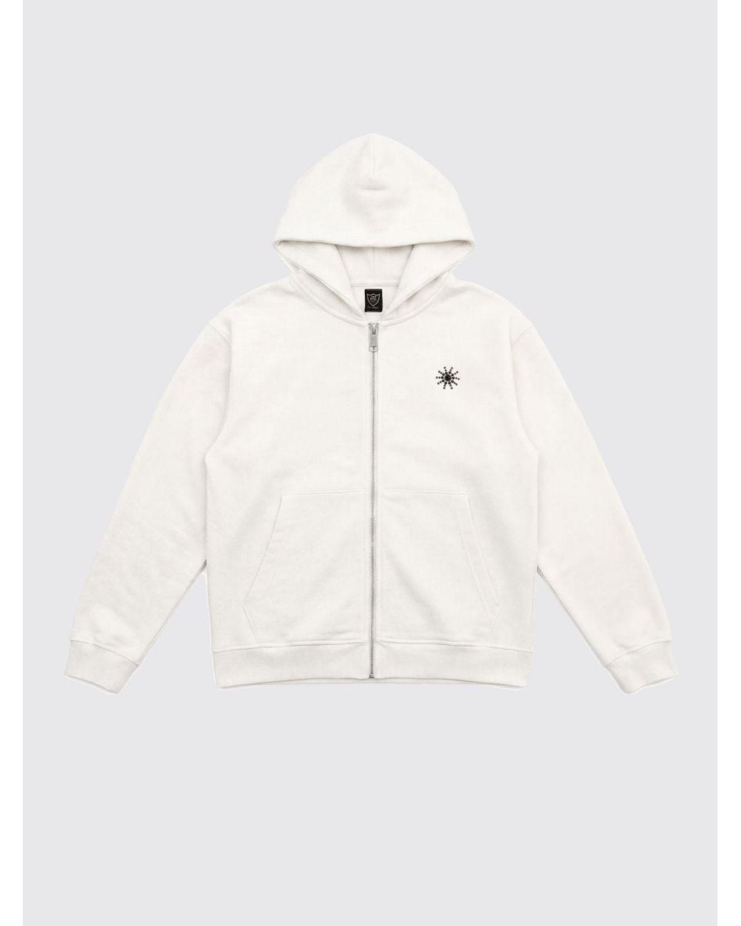 HTC White Studded Cotton Zip-Up Hoodie for men