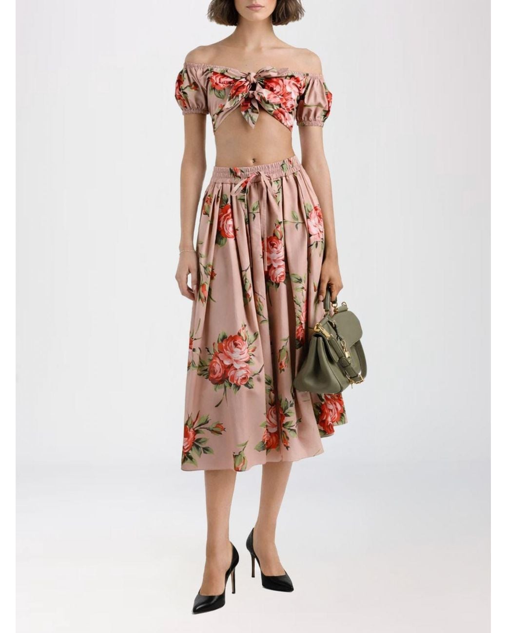 Dolce & Gabbana Pink Dolce &Amp Gabbana Cotton Top With Floral Print