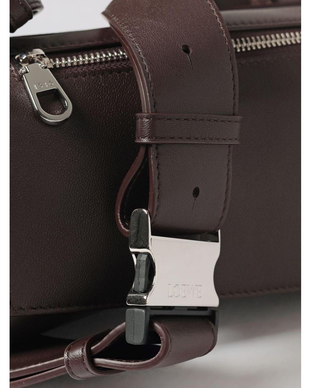 Loewe Gray Calfskin Leather Crossbody Belt Bag With Embossed Logo for men