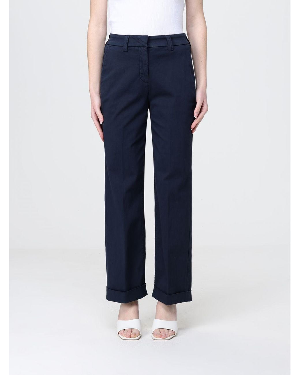 Peuterey Blue Stretch Cotton Straight Pants