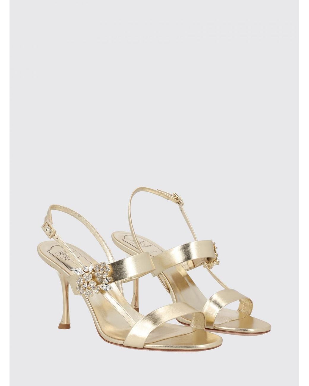 Roger Vivier White Efflorescence Laminated Nappa Slingback Sandals With Jewel Buckle