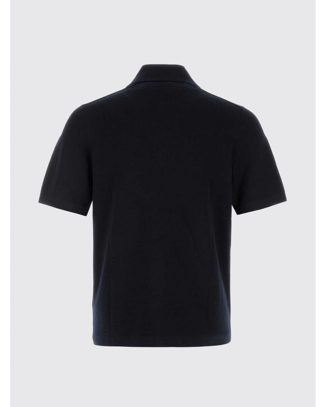 Burberry Blue Short-Sleeve Wool Polo Shirt With Equestrian Knight Logo And Ribbed Collar for men