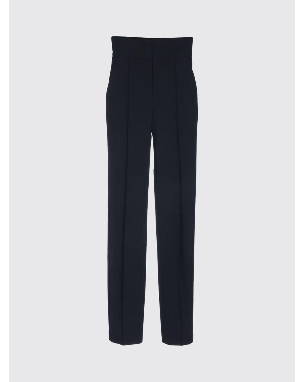 Elisabetta Franchi Blue High-Waisted Straight Leg Tailored Crêpe Trousers