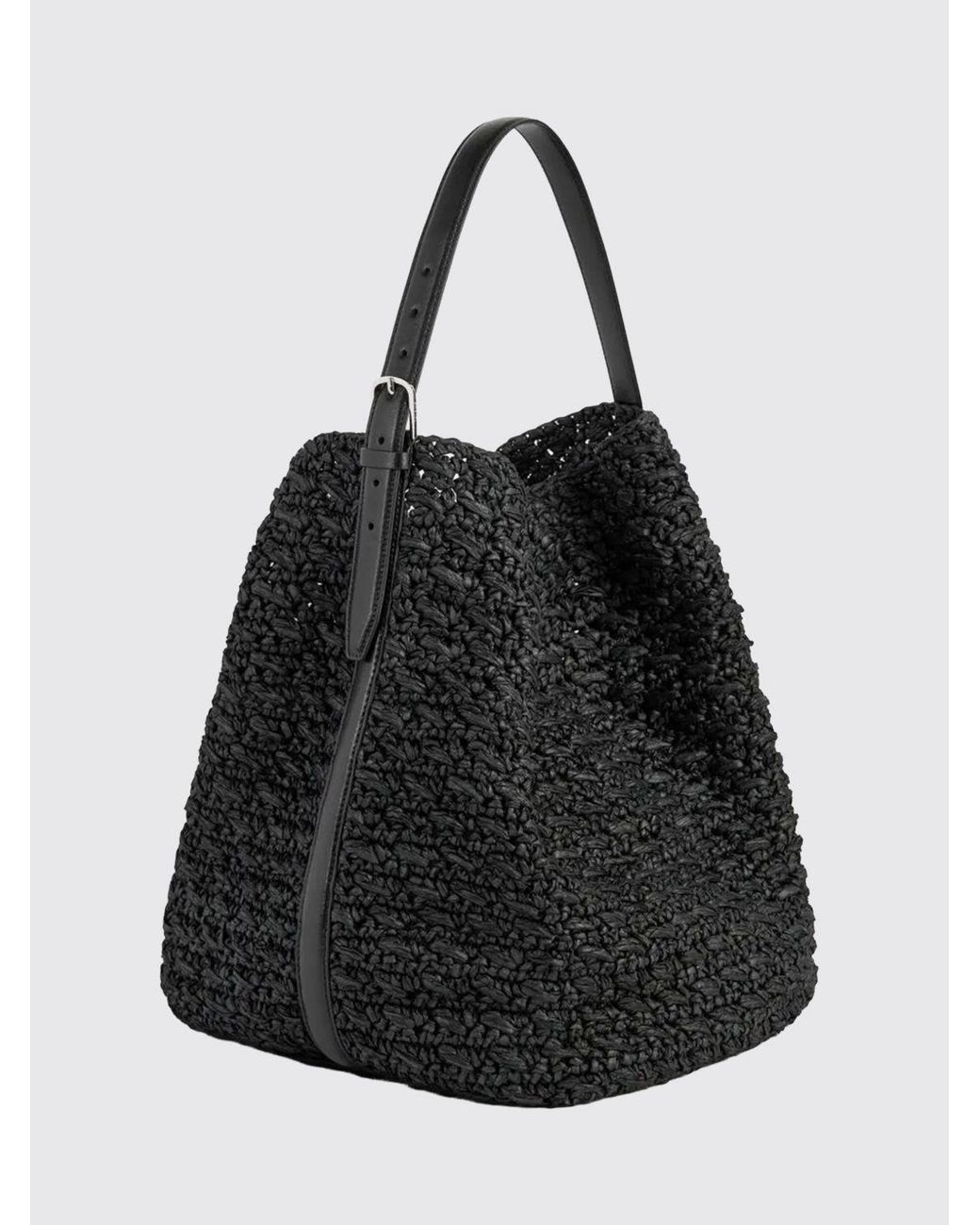 Totême Black Crochet Raffia Bag
