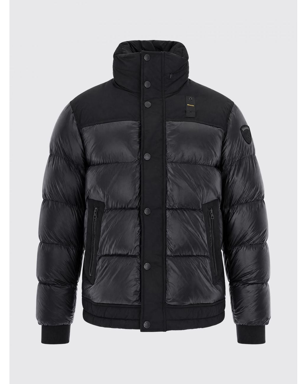 Blauer Black Water-Repellent Quilted Short Puffer Jacket With High Neck And Logo for men