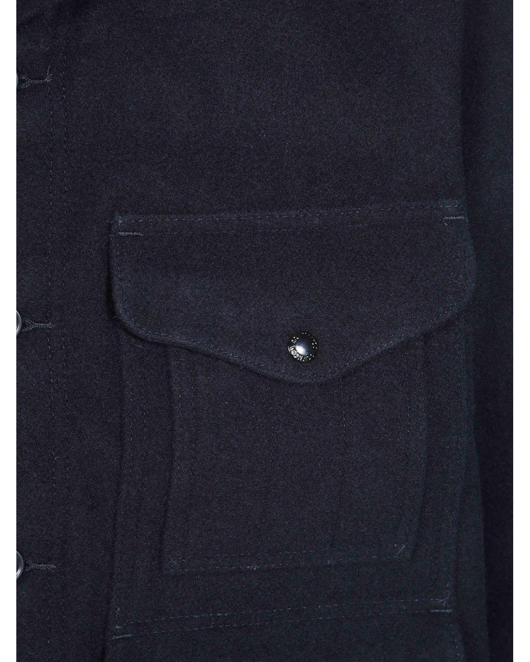 Filson Blue Wool Utility Shirt Jacket With Flap Pockets And Rever Collar for men