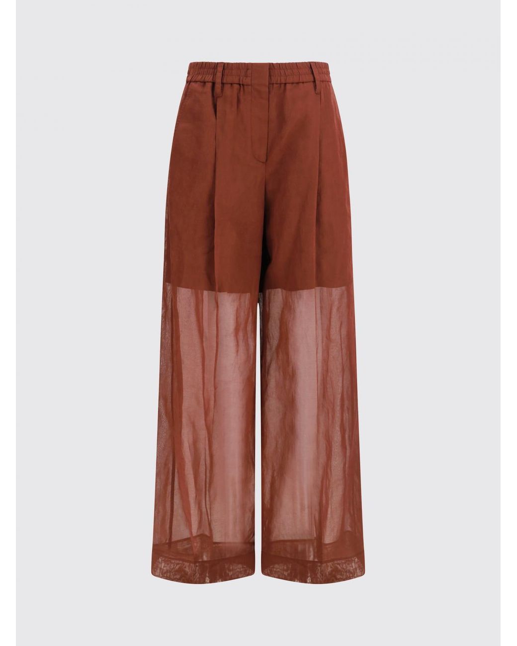 Brunello Cucinelli Brown Wide-Leg Cotton Trousers