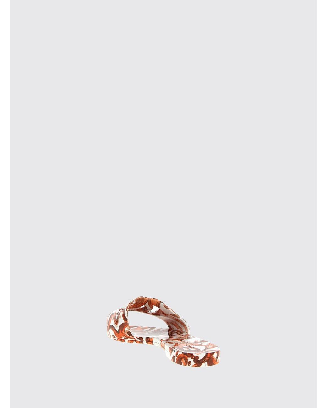Dolce & Gabbana Pink Dolce &Amp Gabbana Rubber Slides With Maiolica Print And Dg Monogram