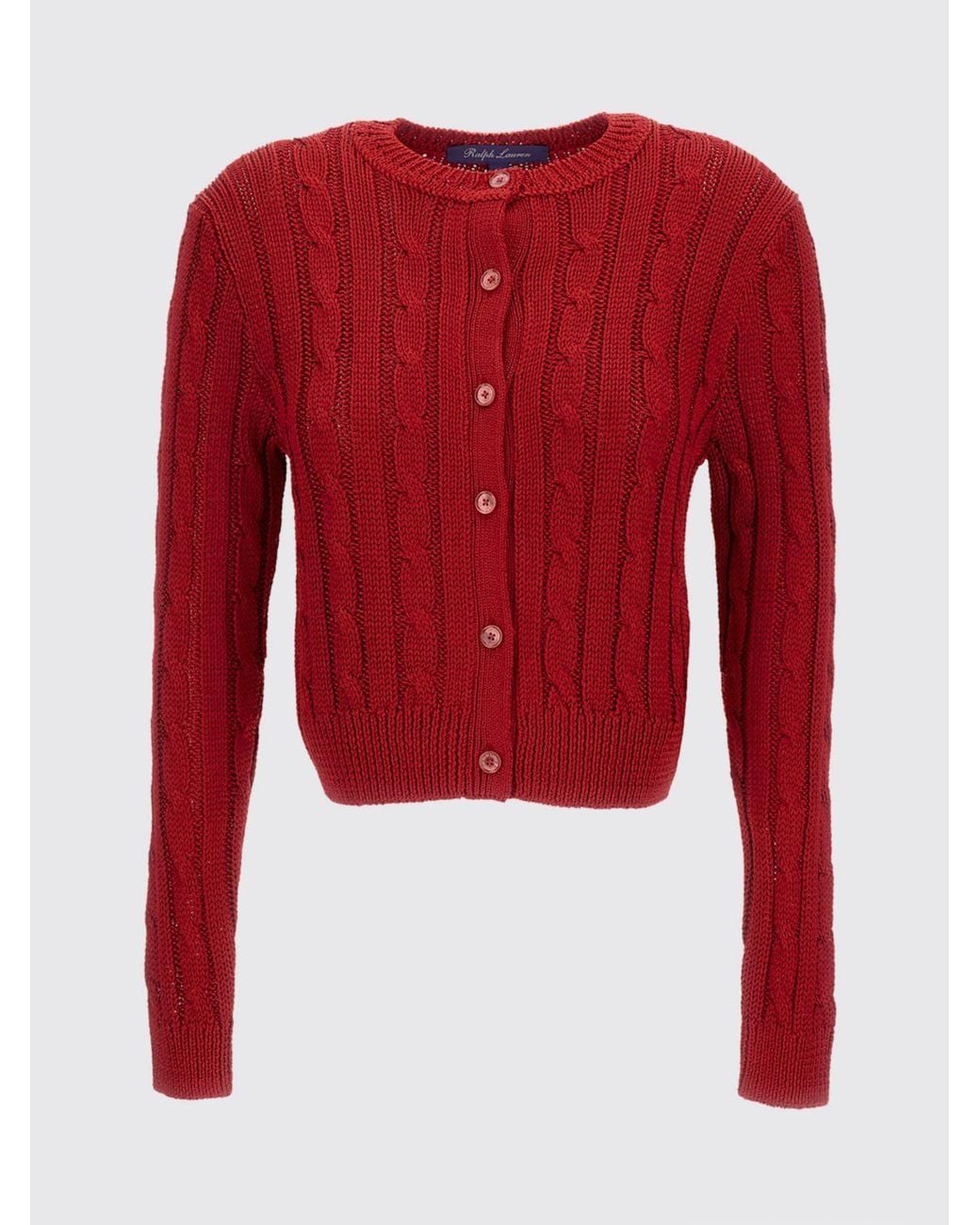 Ralph Lauren Red Crew-Neck Cardigan