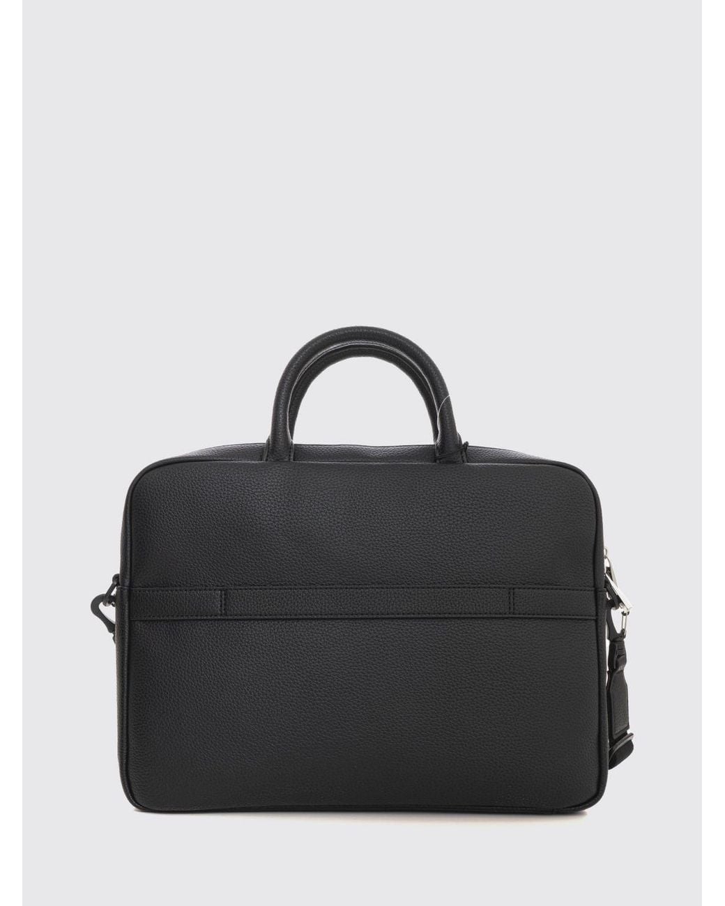 Boss Black Grained Faux Leather Briefcase With Removable Strap for men