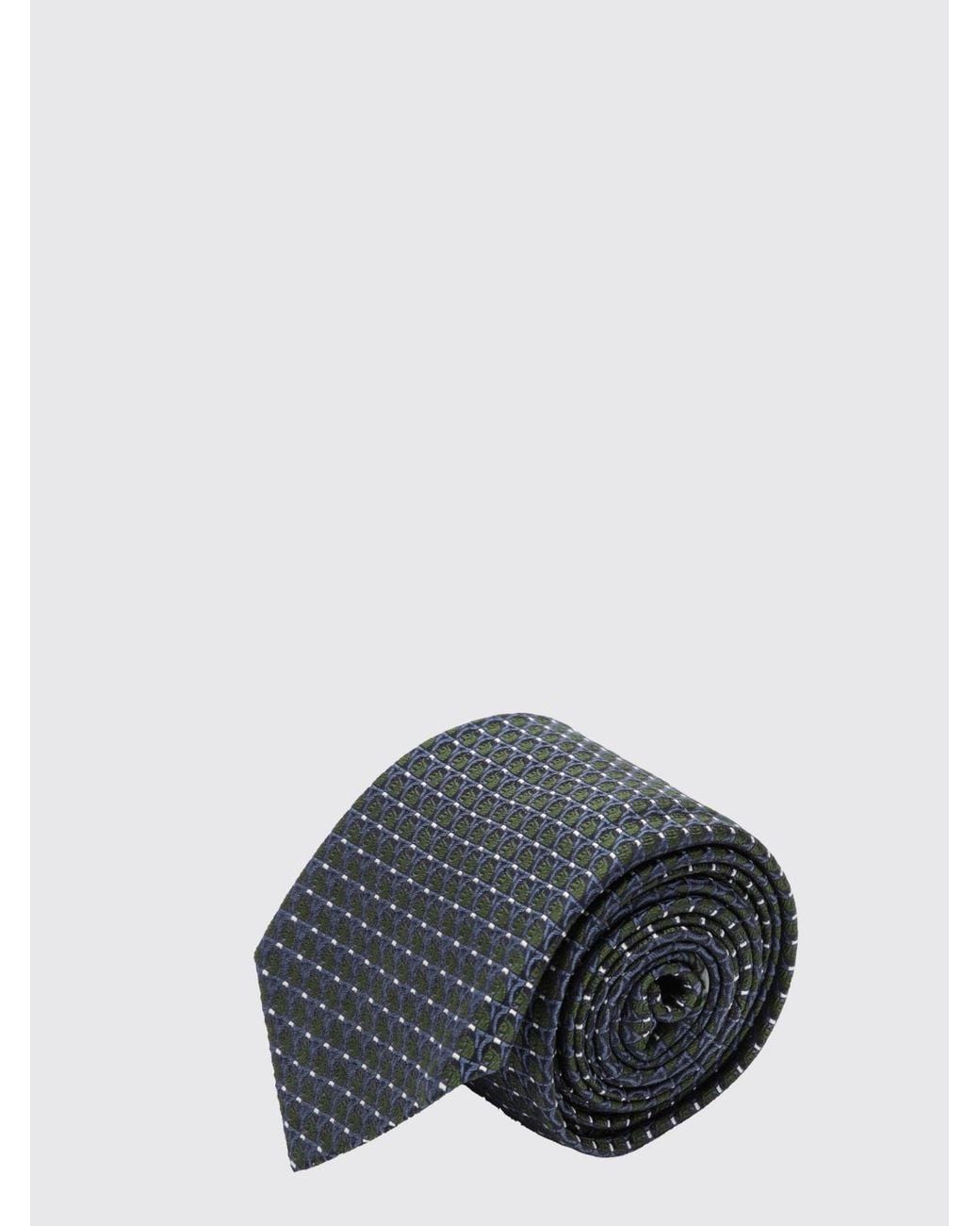 Corbata Gancini De En Seda Con Motivo Jacquard Ferragamo de hombre de color Gray