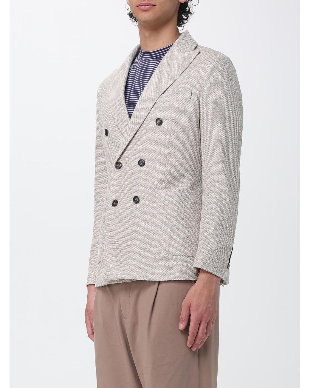 Circolo 1901 Gray Double Breasted Linen And Cotton Blazer for men