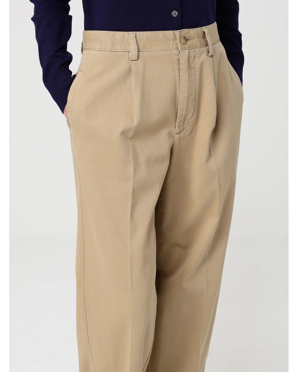 Polo Ralph Lauren Natural Cotton Blend Wide Leg Trousers