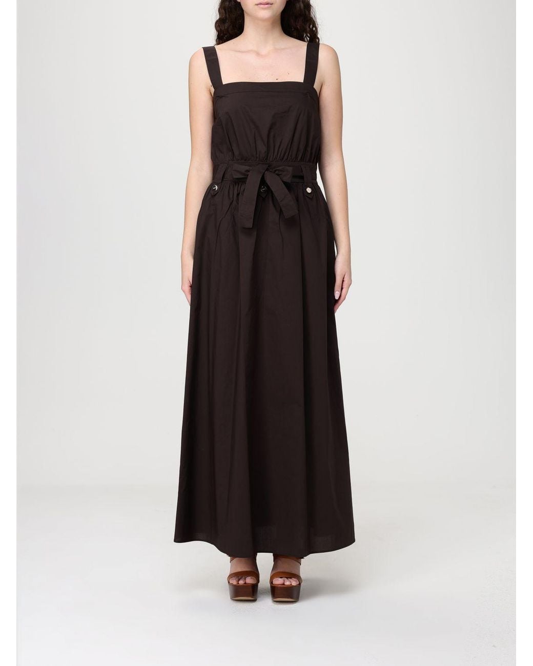 Liu Jo Black Cotton Dress With Floral Print