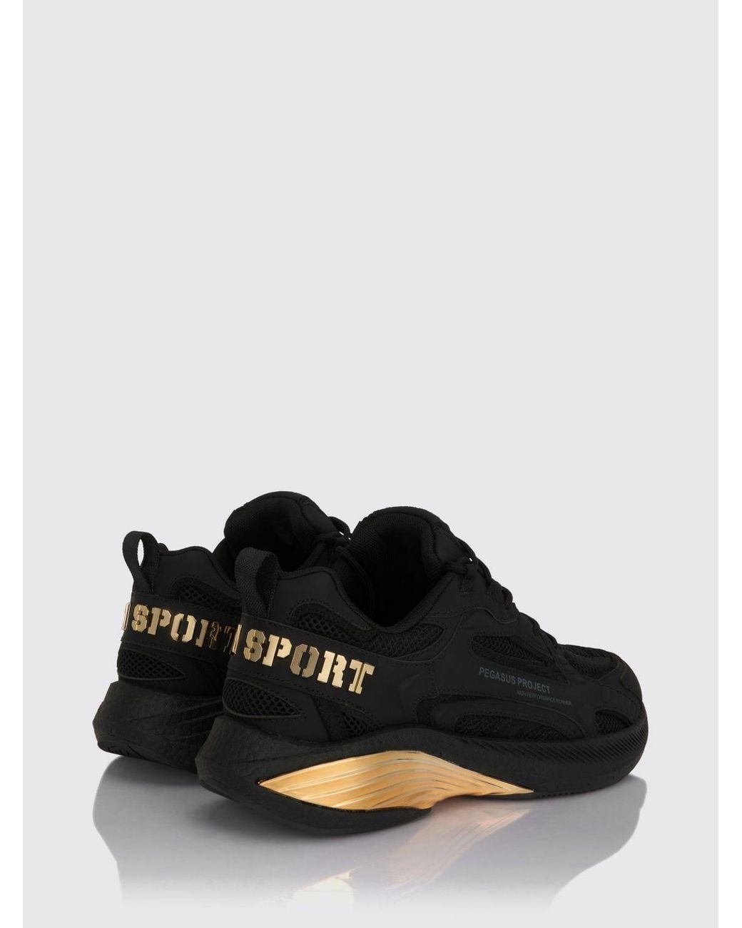 Philipp Plein Black Pegasus Project Mesh And Rubber Sneakers for men