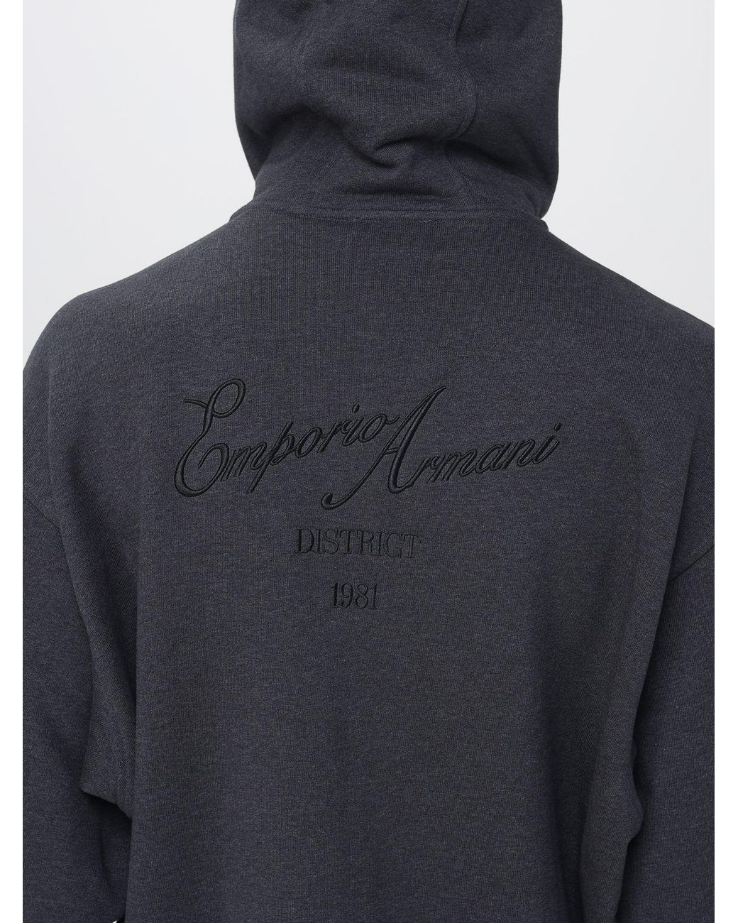 Emporio Armani Blue Oversized Cotton Zip Hoodie With Back Logo for men