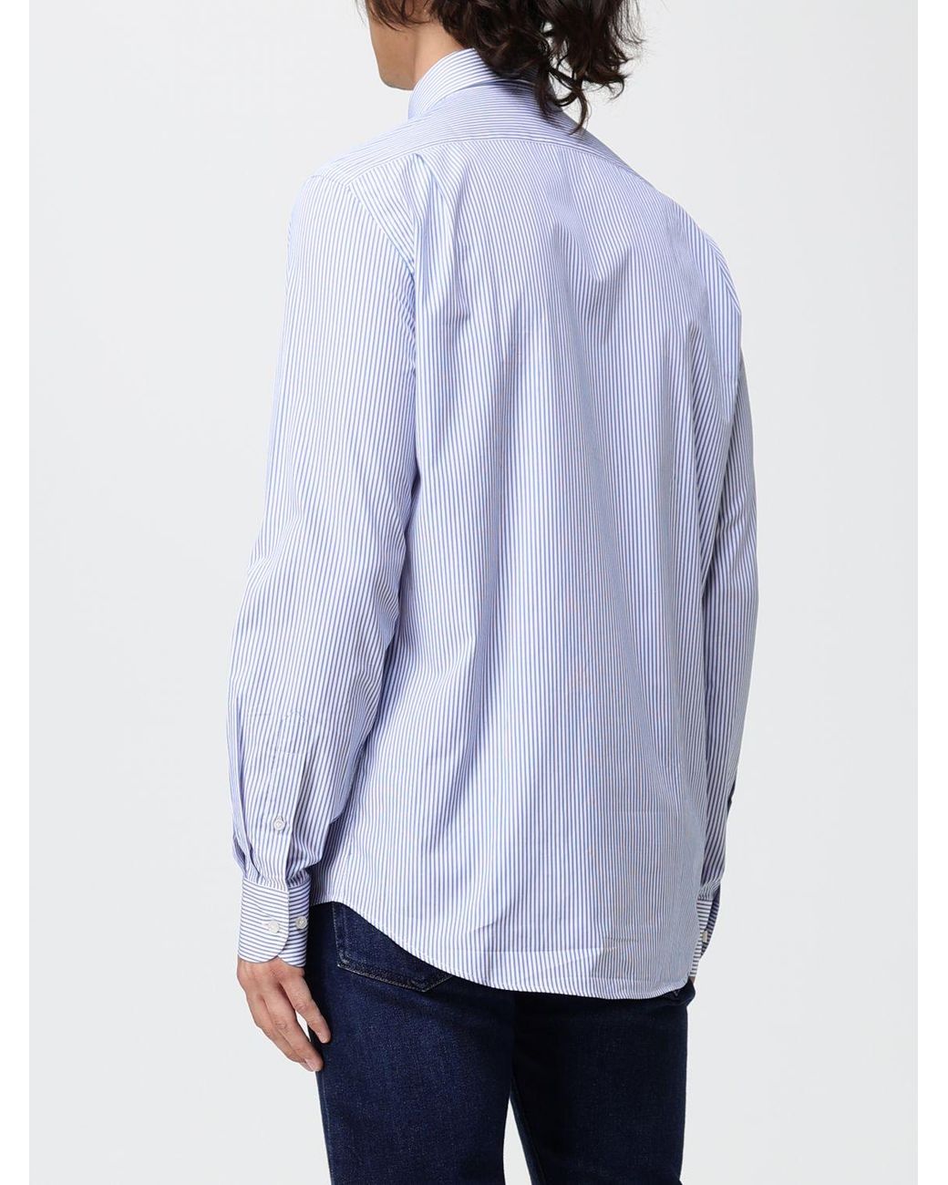 Paul & Shark Blue Paul &Amp Shark Striped Cotton Poplin Shirt With A Slim Fit for men