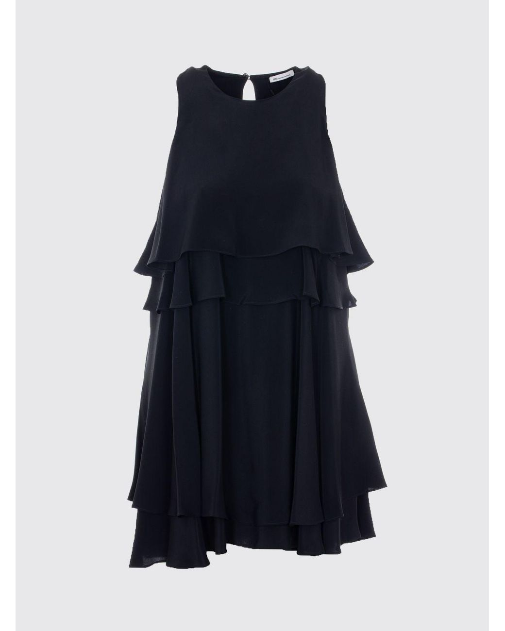 Vestido De Mezcla De Seda AMI de color Black