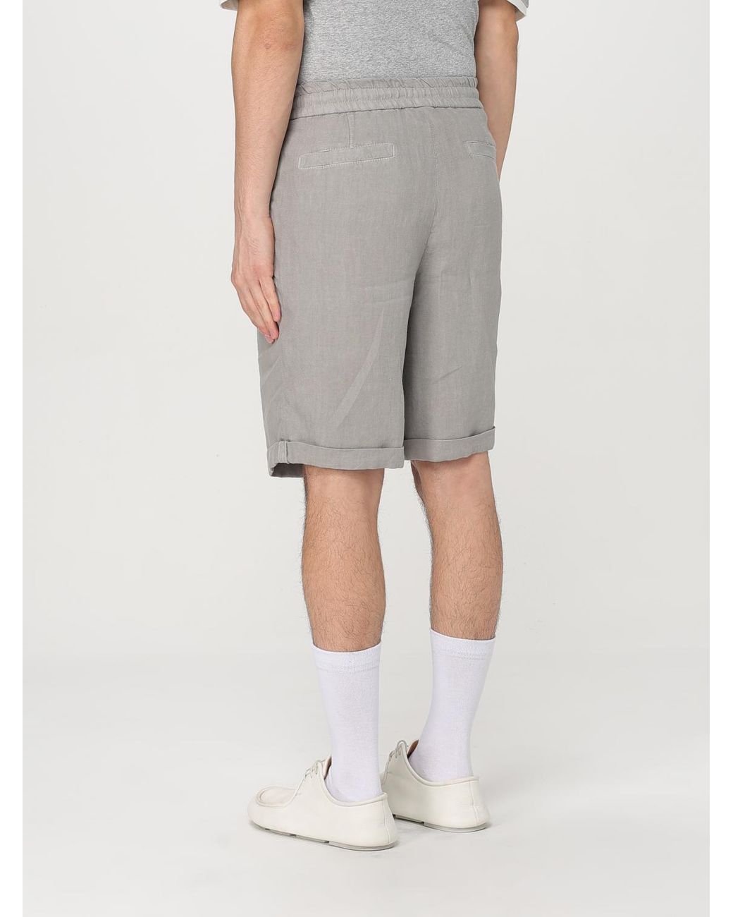 Brunello Cucinelli Gray Linen Bermuda Shorts for men
