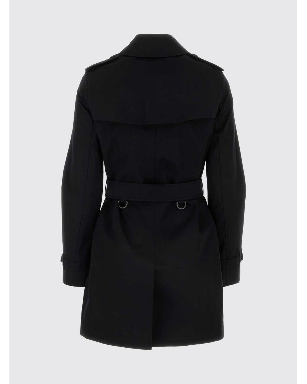 Burberry Blue Cropped Double-Breasted Cotton Trench Coat With Adjustable Belt
