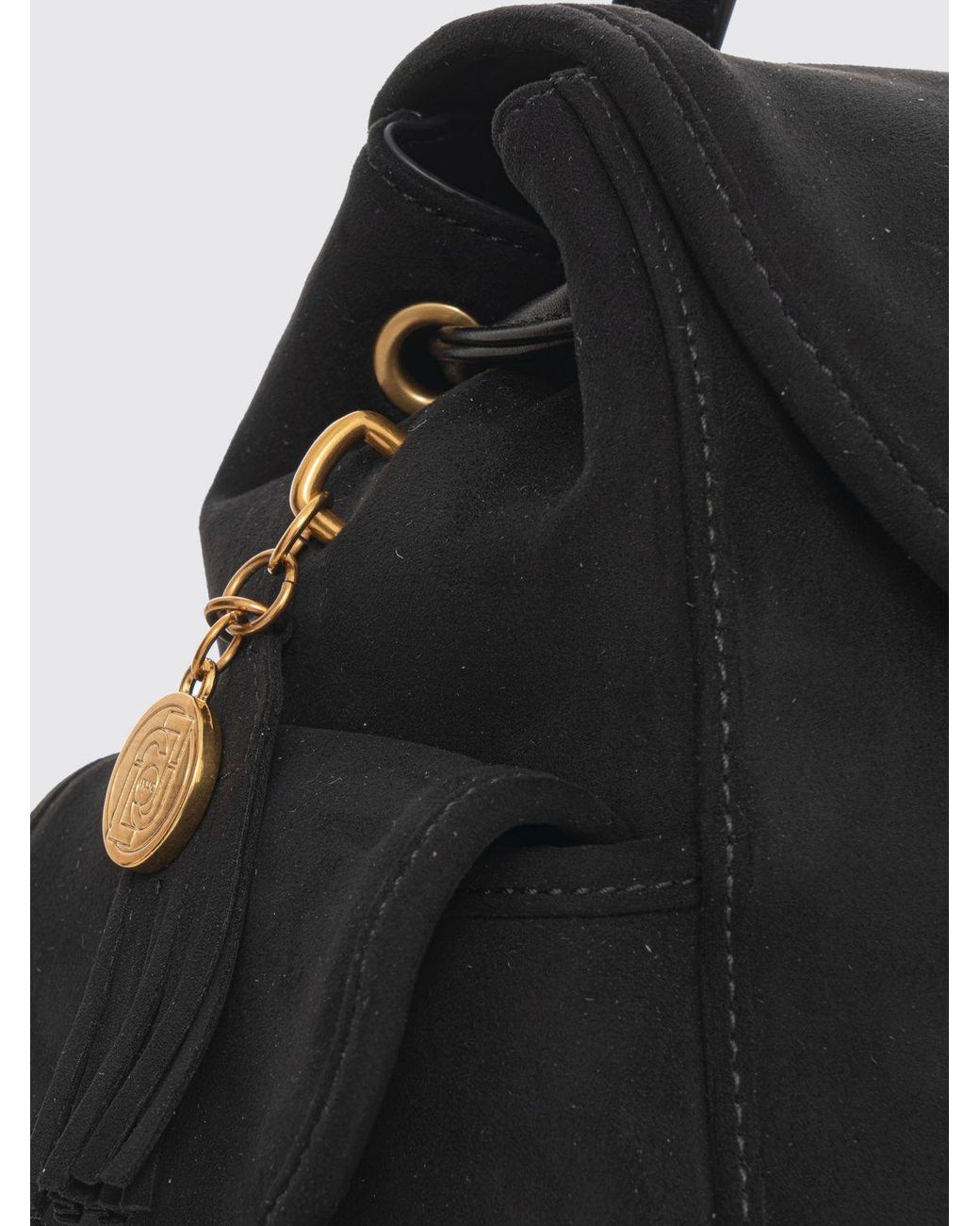 Liu Jo Black Faux Leather Backpack With Flap Closure And Logo Charm